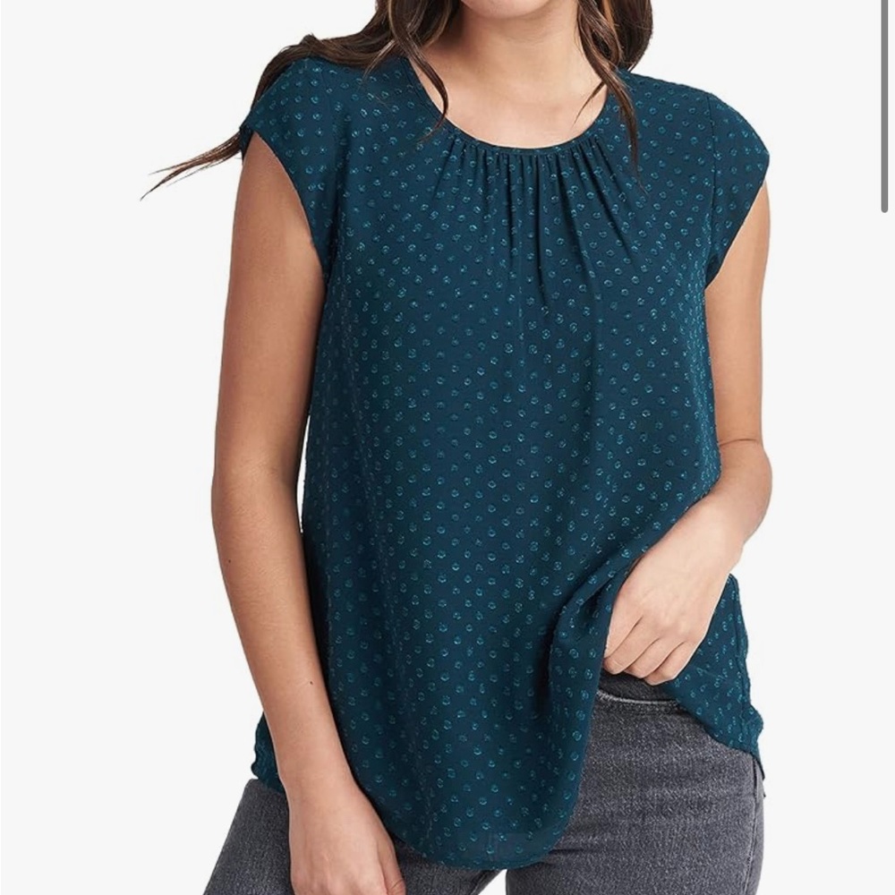 🖤BLACK*** DR2 Cap Sleeve Textured Tunic Blouse. Lined. Black. Medium.